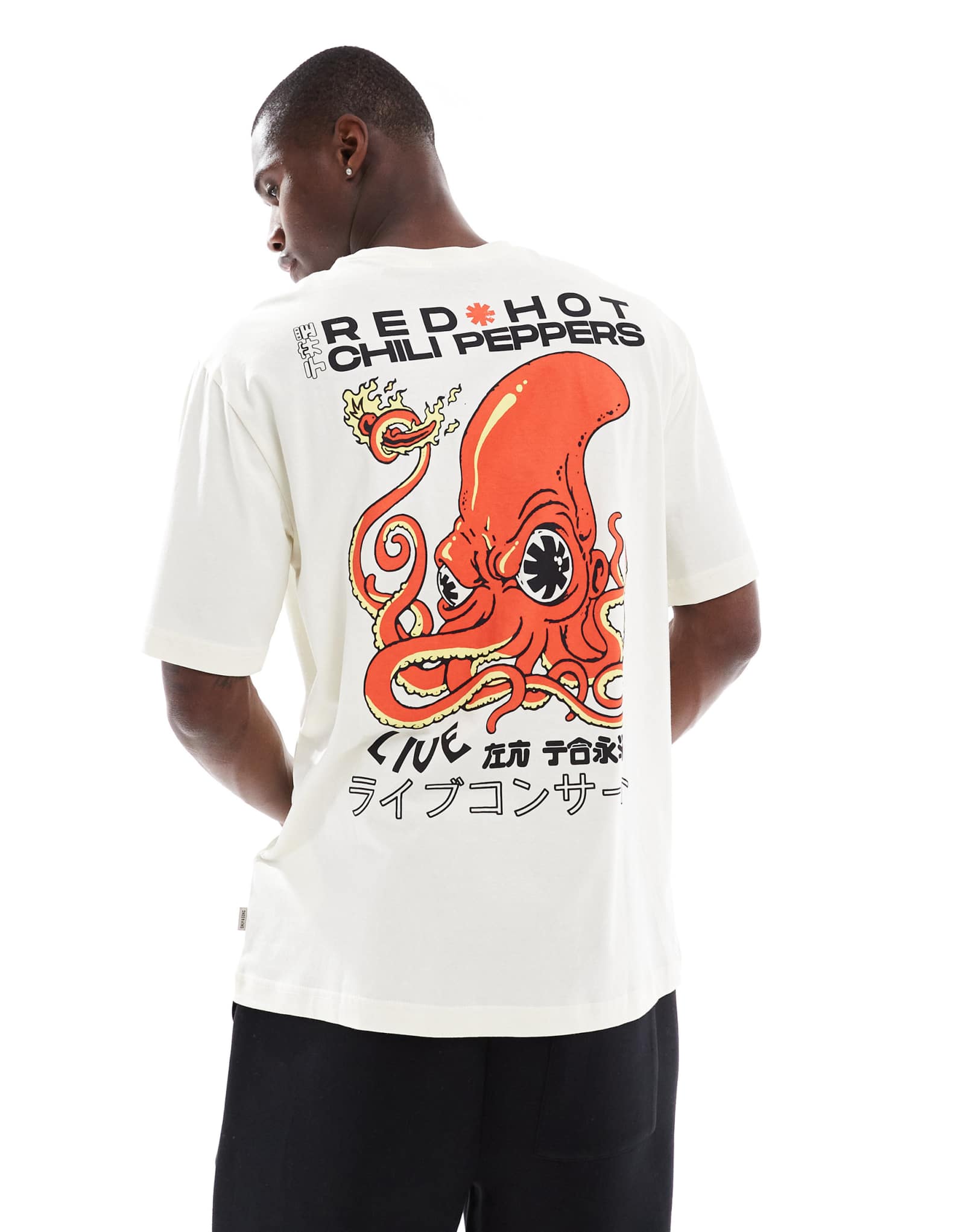Футболка ONLY &SONS oversize с принтом Red Hot Chili Peppers цвета экрю