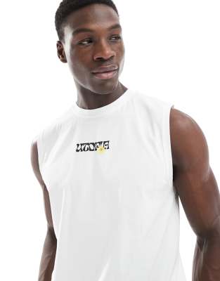 Only & Sons Oversize Tank Top With Lisbon Back Print In White