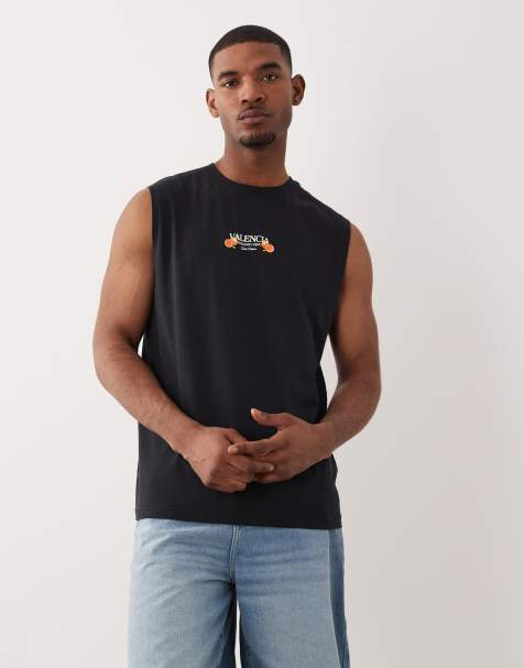 ONLY & SONS – Oversize-Trägertop in Schwarz mit „Valencia“-Rückenprint - view 1