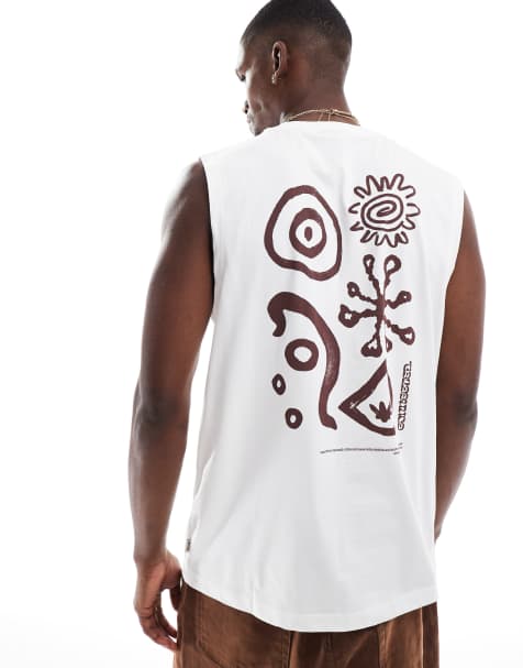 ONLY & SONS oversize vest with ancient back print in white - view 1