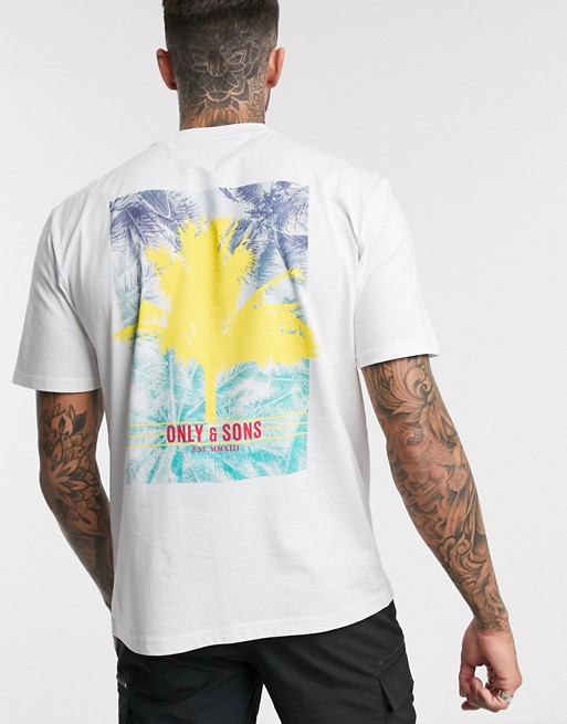 Only & Sons oversized back graphic t-shirt in white