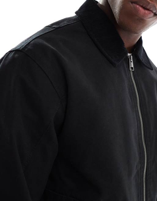 ONLY & SONS - Oversized barn jack van zware stof met corduroy kraagje in zwart, 5 van 5