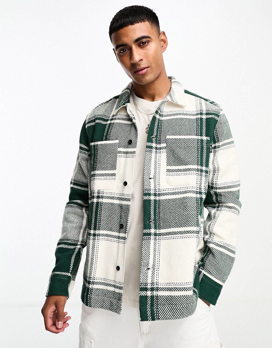 Only & Sons Oversized Check Jacket In Green Check