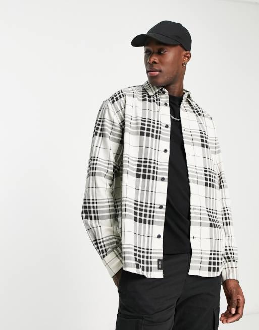 Grey oversized hot sale check shirt