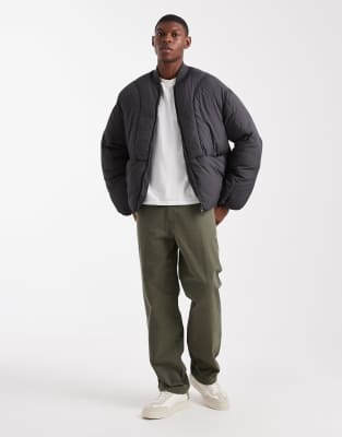 Only & Sons Oversized Concealed Pocket Puffer Jacket In Black