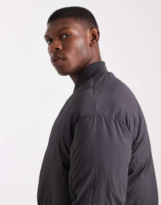 ONLY & SONS oversized concealed pocket puffer jacket in charcoal, 4 of 5