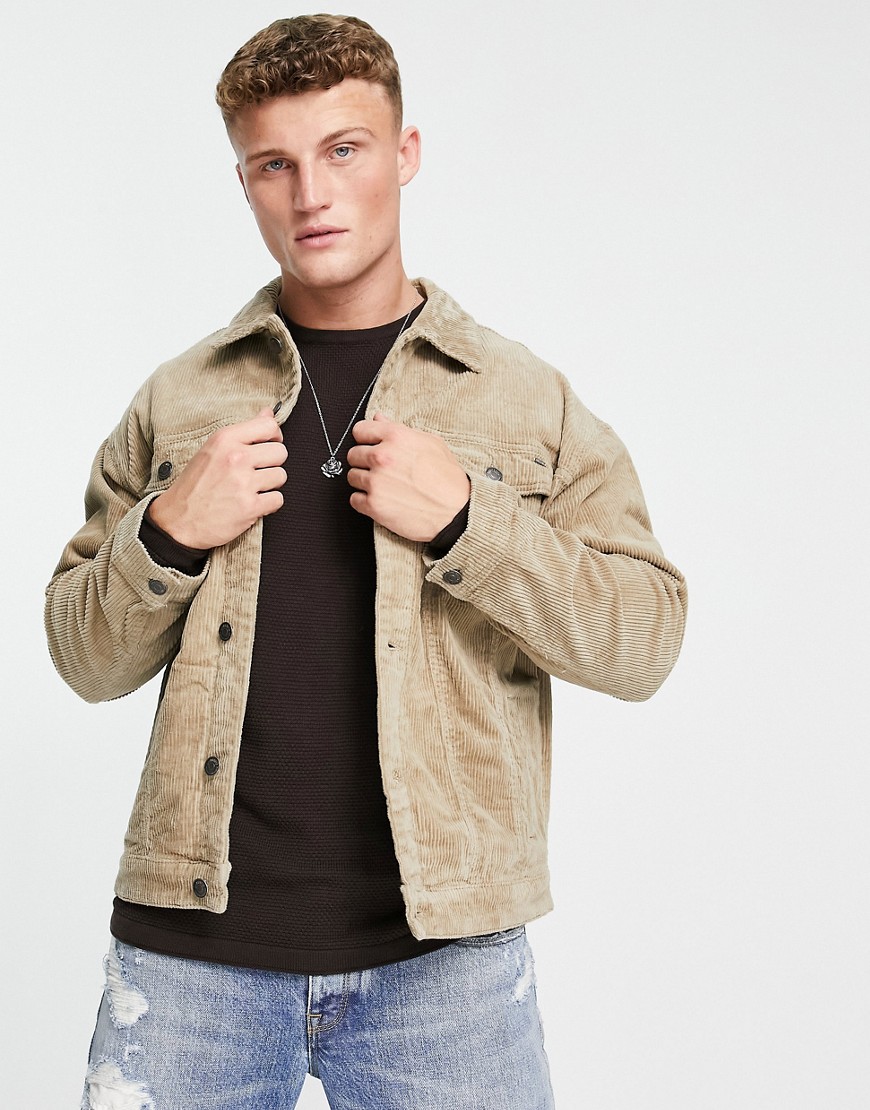 Only & Sons oversized cord jacket in beige-Neutral