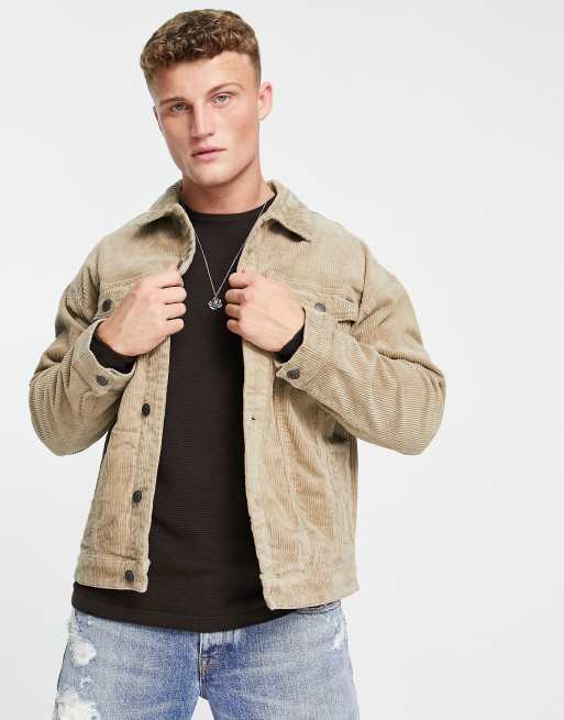 Only & Sons oversized cord jacket in beige | ASOS