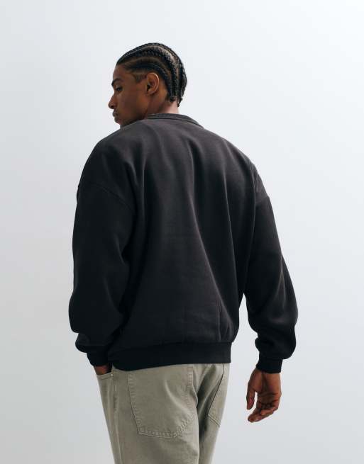 ONLY & SONS oversized crew neck sweatshirt with leave blank print in black, 3 of 5