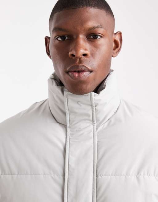 ONLY & SONS oversized cuffed puffer jacket in light grey, 5 of 5