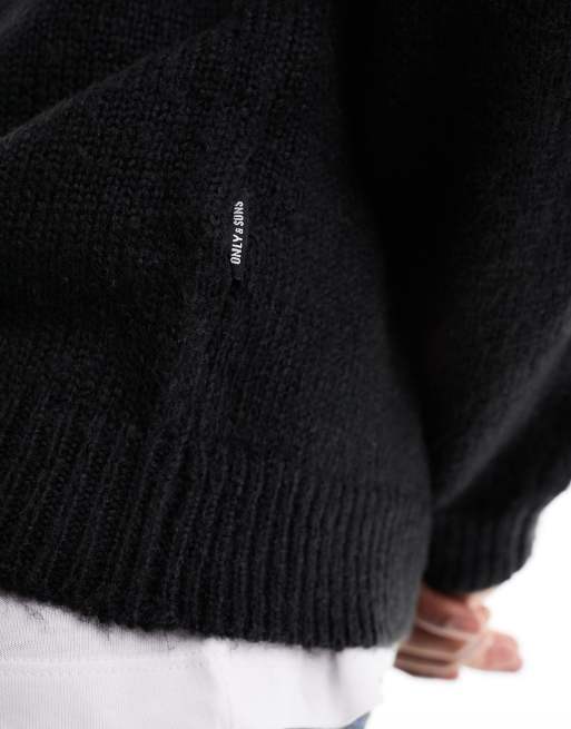 Only & Sons oversized drop shoulder knit jumper in black, 2 of 4