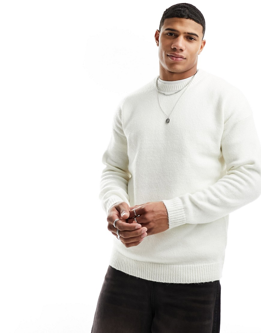 Only & Sons Oversized Drop Shoulder Knit Sweater In Beige-neutral