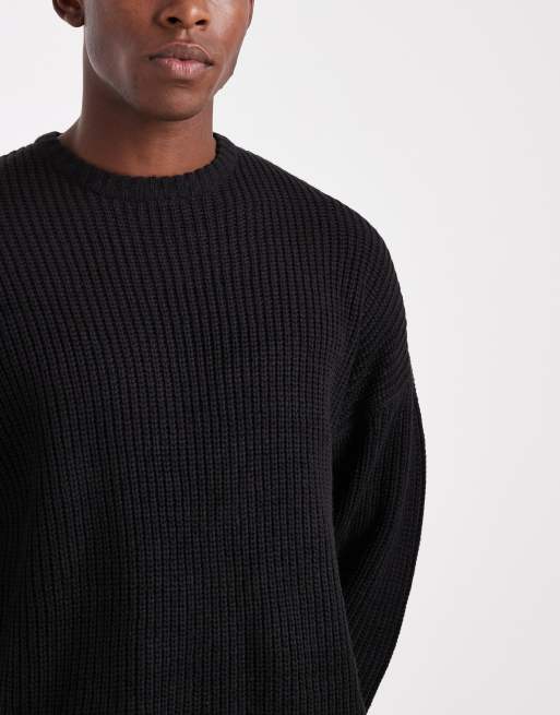 ONLY & SONS oversized fisherman rib knit in black