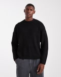 [ONLY & SONS] ONLY & SONS oversized fisherman rib knit jumper in black L Black