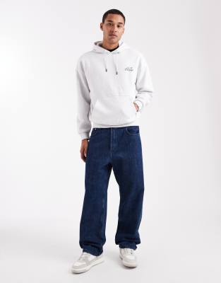 Only & Sons Oversized Fit Hoodie With Lofi Back Print In Gray