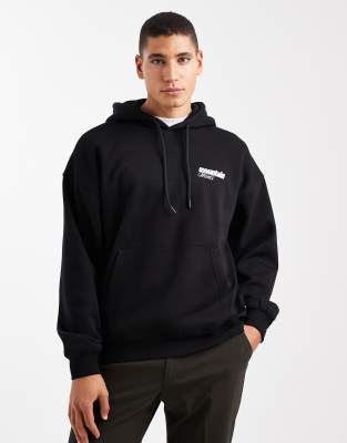 Only & Sons Oversized Fit Hoodie With Ski Back Print In Black
