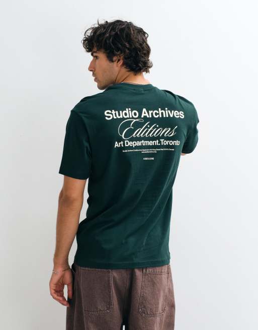 ONLY & SONS oversized fit T-shirt med Studio Archives-print på ryggen i mørkegrøn, 5 af 5