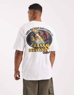 Only & Sons Oversized Fit T-shirt With Bass Beyond Back Print In White