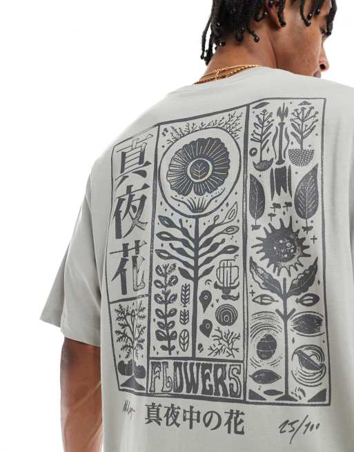 ONLY & SONS oversized fit t-shirt with block back print in light gray