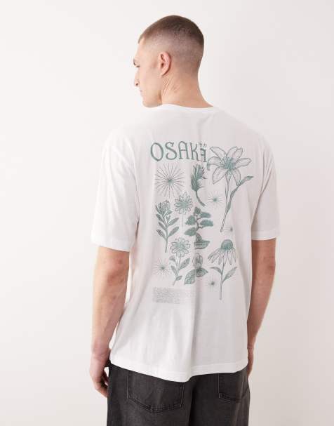 ONLY & SONS oversized fit t-shirt with botanical back print in white