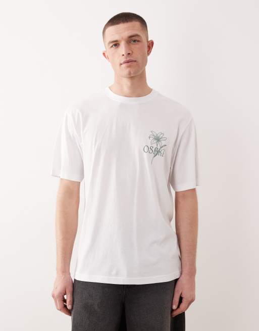 ONLY & SONS oversized fit t-shirt with botanical back print in white, 2 of 5