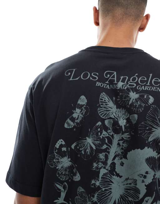 ONLY & SONS - T-shirt oversize à imprimé papillon au dos - Noir