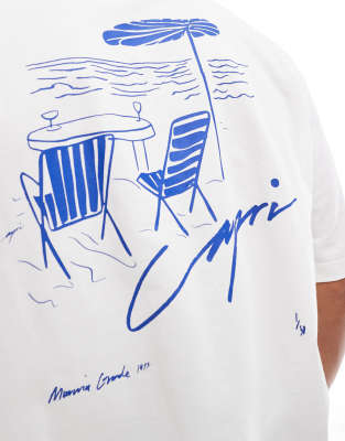 ONLY & SONS oversized fit t-shirt with Capri back print in white