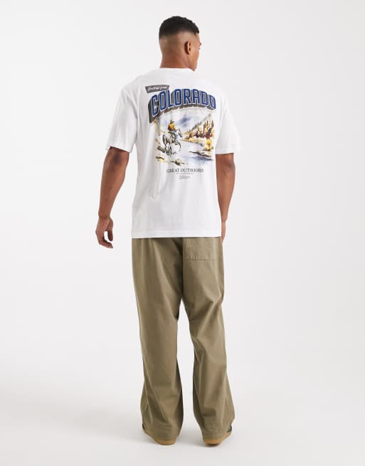 ONLY & SONS oversized fit t-shirt with colorado back print in white, 2 of 5