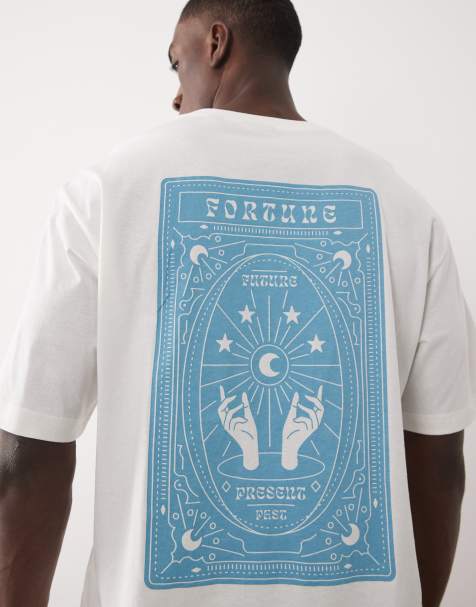 ONLY & SONS oversized fit T-shirt with fortune teller back print in white - view 1