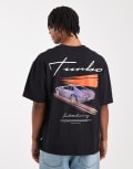 [ONLY & SONS] ONLY & SONS oversized fit t-shirt with graphic turbo print in black M Black