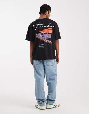 Only & Sons Oversized Fit T-shirt With Graphic Turbo Print In Black