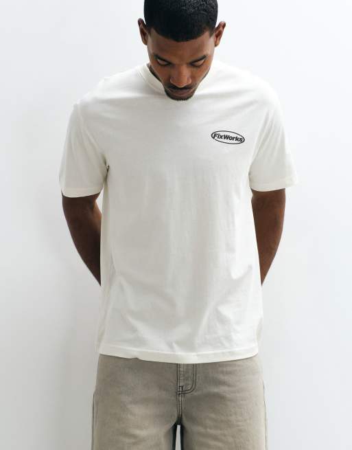 ONLY & SONS oversized fit t-shirt with hardware back print in cream, 4 of 5
