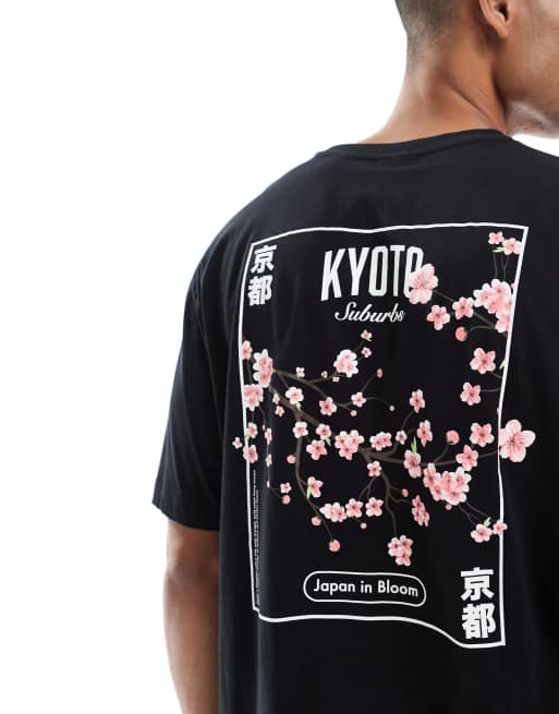 ONLY & SONS oversized fit t-shirt with Kyoto back print in black