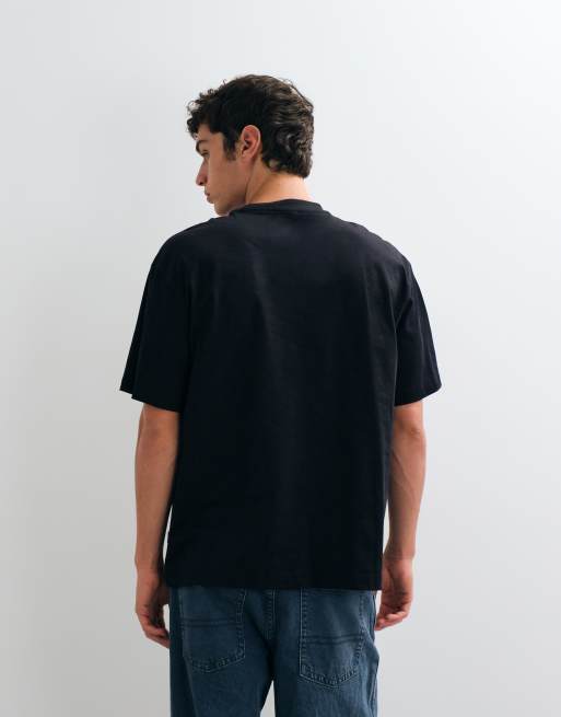 ONLY & SONS oversized fit t-shirt with leave blank print in black, 3 of 5