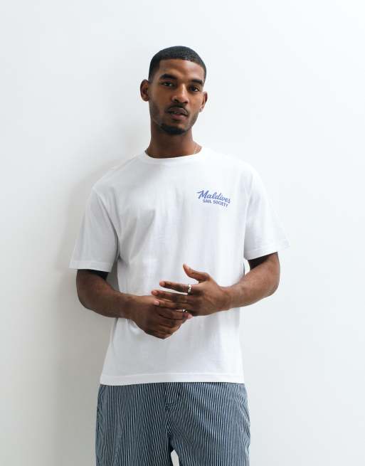 ONLY & SONS oversized fit t-shirt with Maldives back print in white, 2 of 5