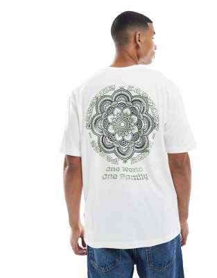ONLY & SONS oversized fit t-shirt with mandala back print in white - view 1
