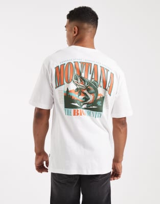 Only & Sons Oversized Fit T-shirt With Montana Back Print In White