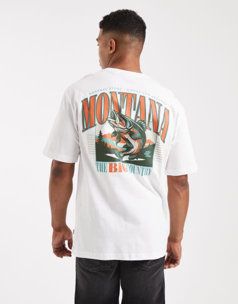 ONLY & SONS oversized fit t-shirt with montana back print in white - view 1