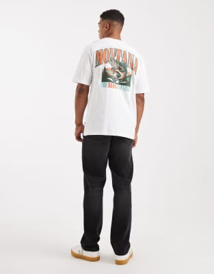 Only & Sons Oversized Fit T-shirt With Montana Back Print In White