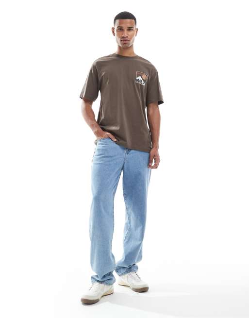 ONLY & SONS oversize fit t-shirt with mountains back print in brown