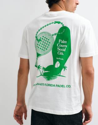 Only & Sons Oversized Fit T-shirt With Palm Courts Print In White