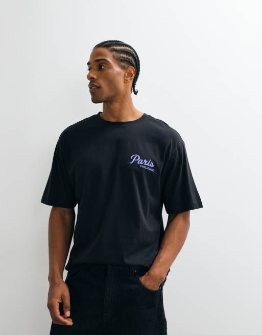 ONLY & SONS oversized fit T-shirt with Paris back print in black, 2 of 5