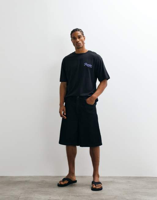 ONLY & SONS oversized fit T-shirt with Paris back print in black, 3 of 5