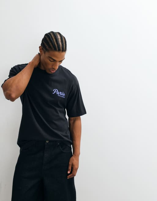ONLY & SONS oversized fit T-shirt with Paris back print in black, 4 of 5