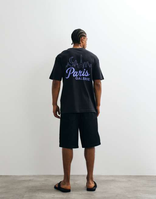 ONLY & SONS oversized fit T-shirt with Paris back print in black, 5 of 5