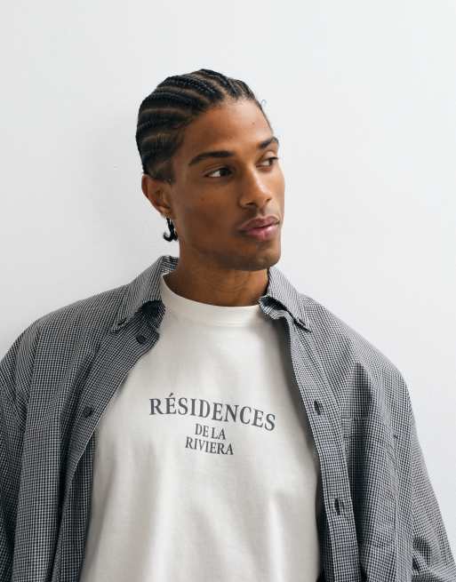 ONLY & SONS oversized fit t-shirt with residences back print in cream, 4 of 5