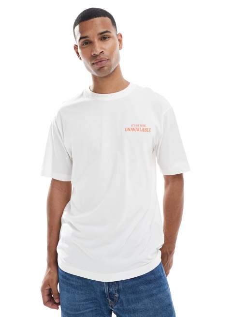 ONLY & SONS oversized fit t-shirt with unavailable back print in white, 3 of 4