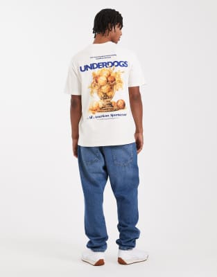 Only & Sons Oversized Fit T-shirt With Underdogs Graphic Print In White