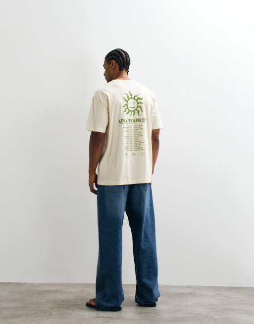 ONLY & SONS oversized fit t-shirt with USA tour back print in beige, 3 of 5