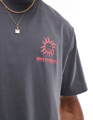 Only & Sons Oversized Fit T-shirt With Usa Tour Back Print In Gray